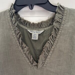 Tommy Bahama Olive Frayed V-Neck Dress
